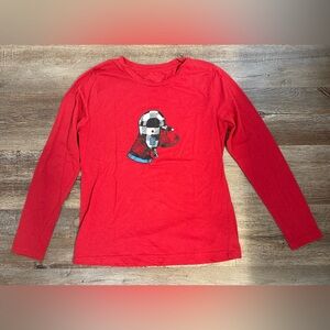 Columbia Women’s Red Long Sleeve Shirt Dog Wearing a Hat Graphic Size Medium